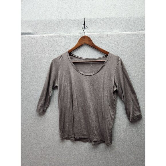 Eileen Fisher Womens 3/4 Sleeve Gray Top P/M 70% Silk 30% Cotton Lightweight - Picture 1 of 5